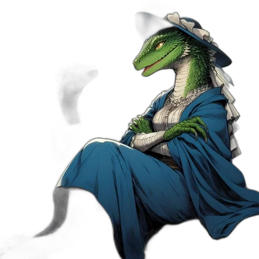 dragon, dress, staff, creature transparent PNG cut-out