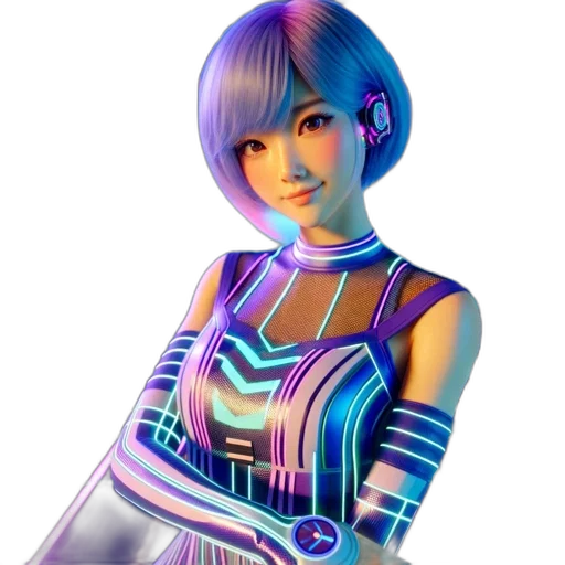robot, dress, face, 3d render transparent PNG cut-out