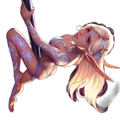 dress, staff, anime, fantasy art transparent PNG cut-out