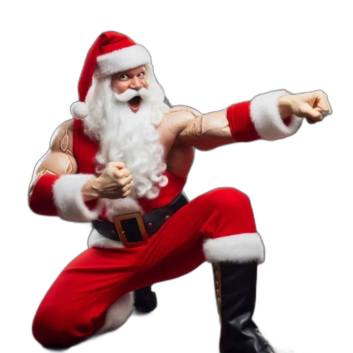 3d render, comic-inspired, illustration, santa transparent PNG cut-out