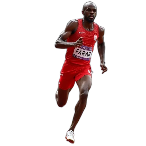 photorealistic, farah, winning, 800m transparent PNG cut-out