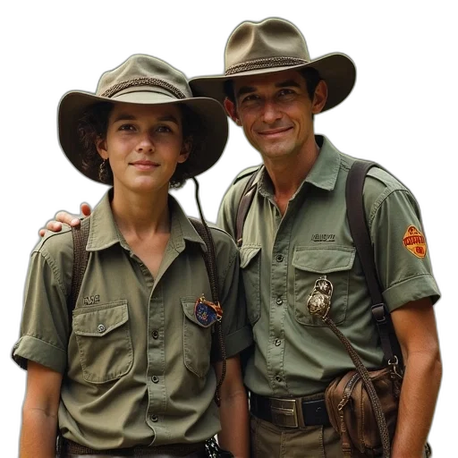 hat, staff, jacket, crocodile transparent PNG cut-out