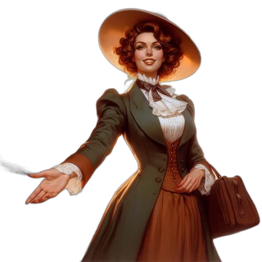 staff, hat, dress, concept art transparent PNG cut-out