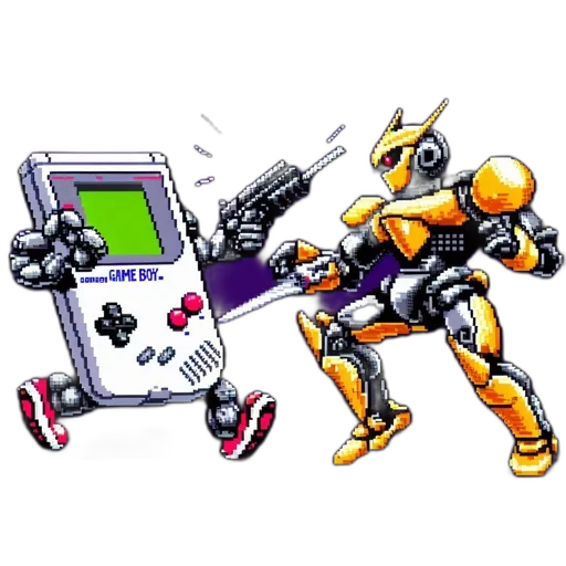 robot, weapon, pixel art, concept art transparent PNG cut-out