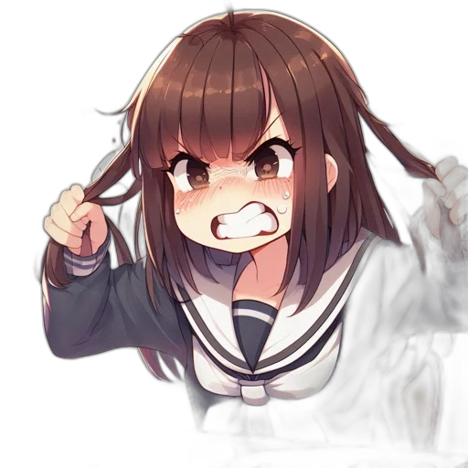 creature, hair, face, weapon transparent PNG cut-out