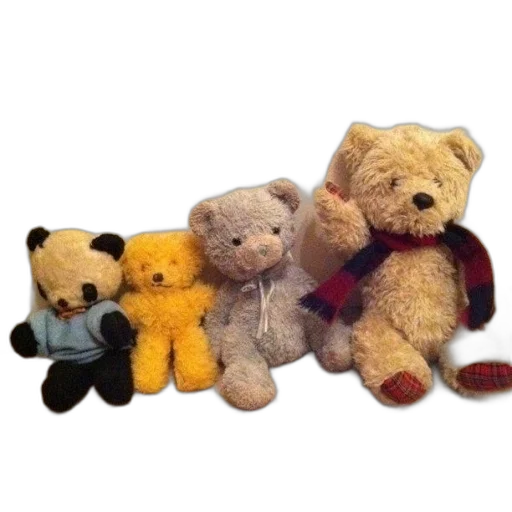 staff, four, stuffed, animals transparent PNG cut-out