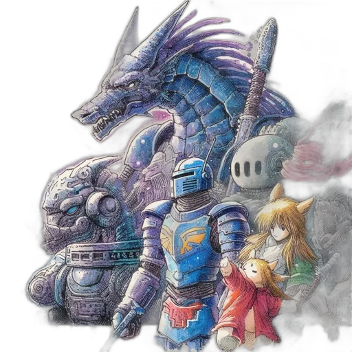 dragon, sword, robot, fantasy art transparent PNG cut-out
