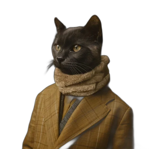 jacket, animal, hat, staff transparent PNG cut-out