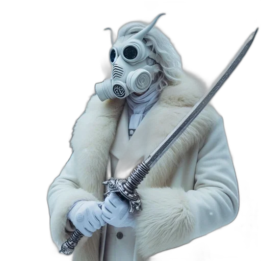 mask, jacket, staff, creature transparent PNG cut-out