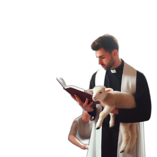 staff, animal, jacket, priest transparent PNG cut-out