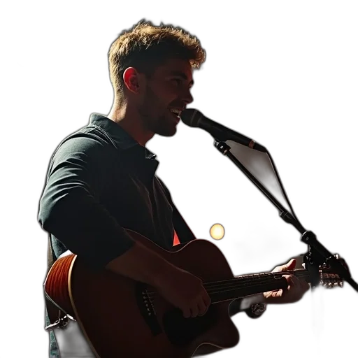 singer, singing, while, holding transparent PNG cut-out
