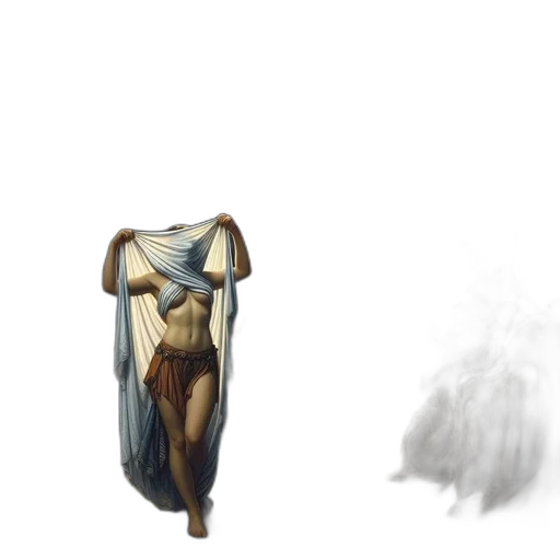 dress, mask, creature, staff transparent PNG cut-out