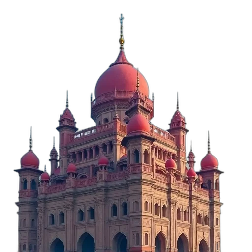 building, crown, staff, 3d render transparent PNG cut-out