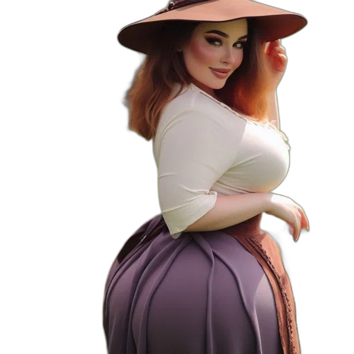dress, hat, staff, umbrella transparent PNG cut-out