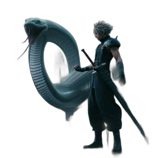 dragon, creature, staff, sword transparent PNG cut-out