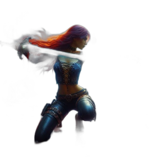 weapon, robot, sword, hair transparent PNG cut-out