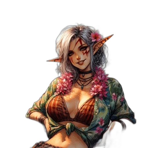 dress, flower, fantasy art, concept art transparent PNG cut-out