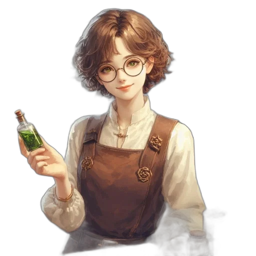 staff, bottle, dress, face transparent PNG cut-out