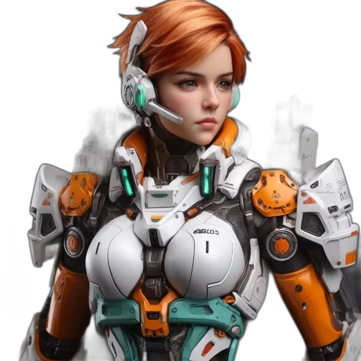 robot, weapon, jacket, face transparent PNG cut-out