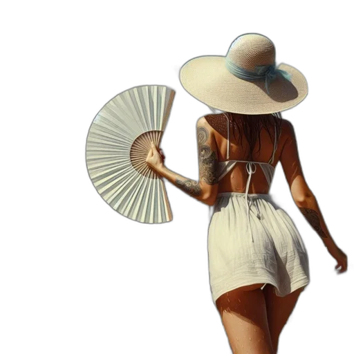 hat, umbrella, dress, staff transparent PNG cut-out