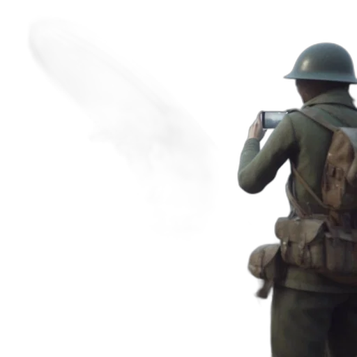 weapon, staff, hat, jacket transparent PNG cut-out