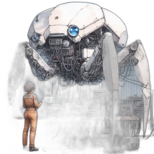 robot, creature, concept art, cyberpunk transparent PNG cut-out