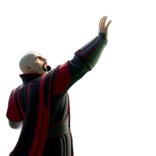 staff, jacket, 3d render, bald transparent PNG cut-out