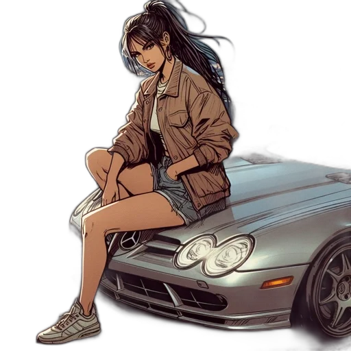 car, jacket, concept art, photorealistic transparent PNG cut-out
