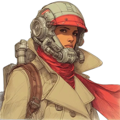 jacket, face, staff, weapon transparent PNG cut-out