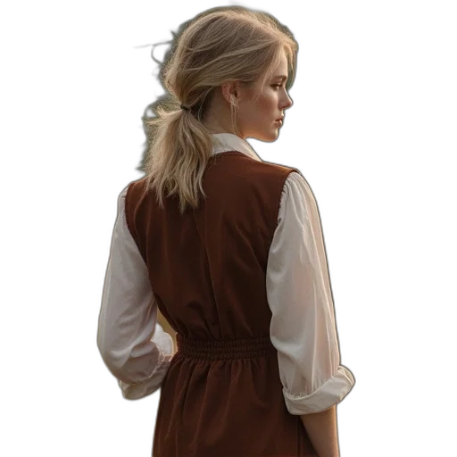 dress, jacket, staff, photorealistic transparent PNG cut-out