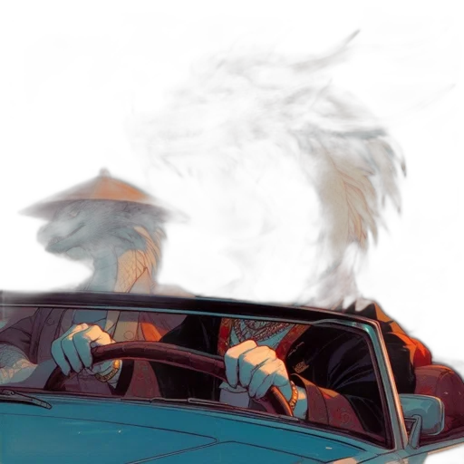 car, jacket, hair, hat transparent PNG cut-out