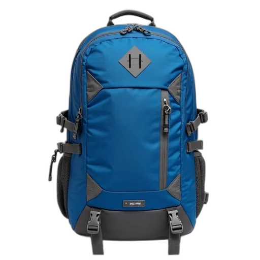 blue, grey, backpack, black transparent PNG cut-out