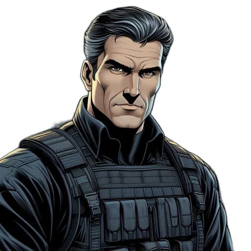 comic book art, concept art, middle-aged, man transparent PNG cut-out