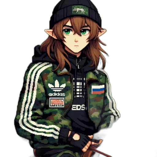 jacket, hat, face, weapon transparent PNG cut-out