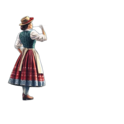 dress, staff, hat, weapon transparent PNG cut-out