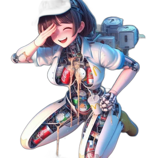 robot, weapon, jacket, staff transparent PNG cut-out
