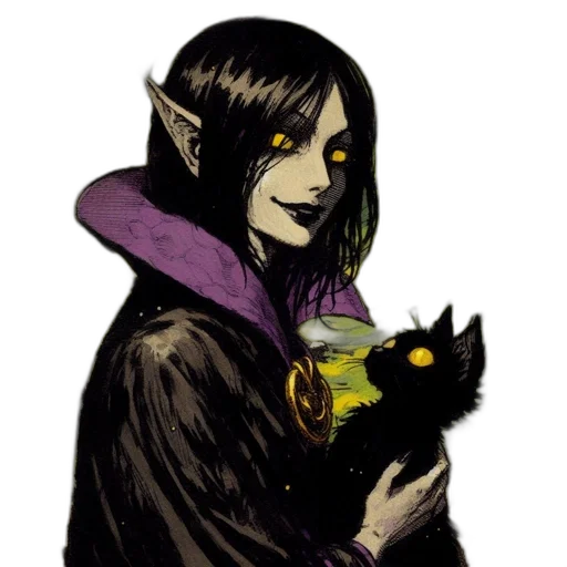 creature, staff, mask, fantasy art transparent PNG cut-out