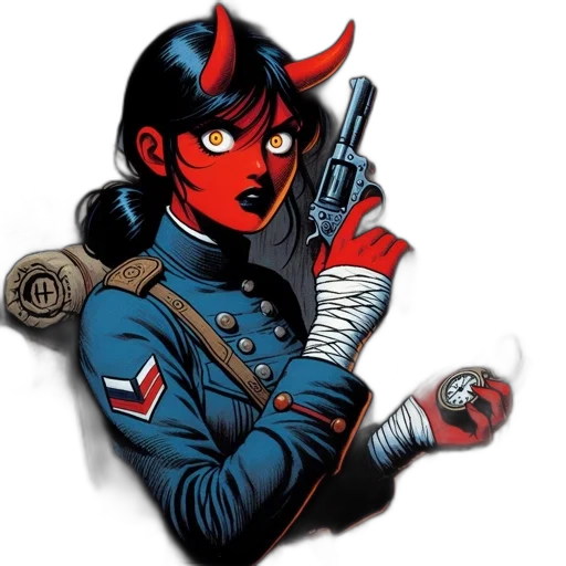 weapon, staff, jacket, comic book art transparent PNG cut-out