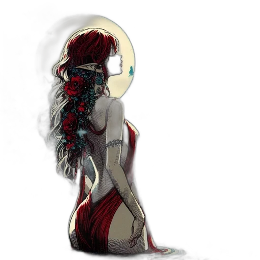 dress, mask, creature, staff transparent PNG cut-out