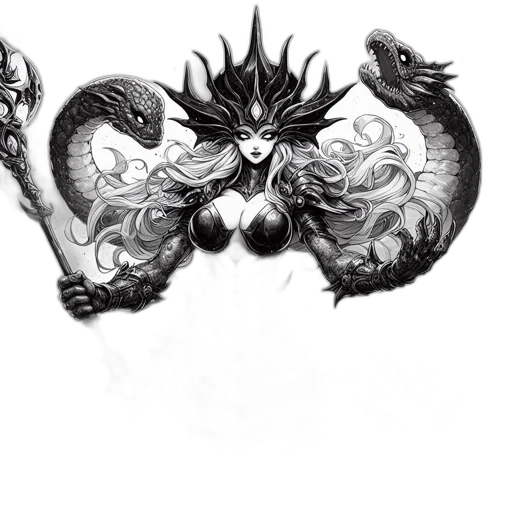 dragon, crown, mask, staff transparent PNG cut-out