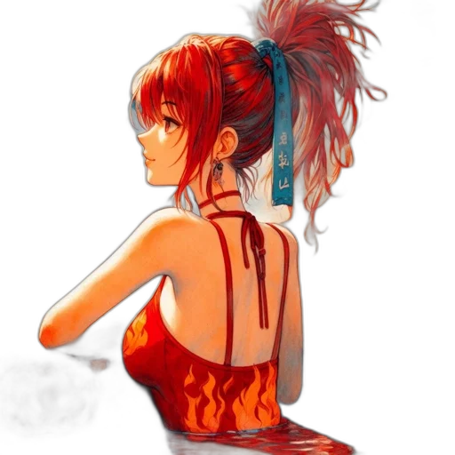 dress, staff, hair, jewelry transparent PNG cut-out