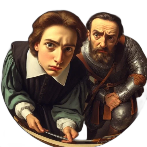 staff, face, jacket, oil painting transparent PNG cut-out