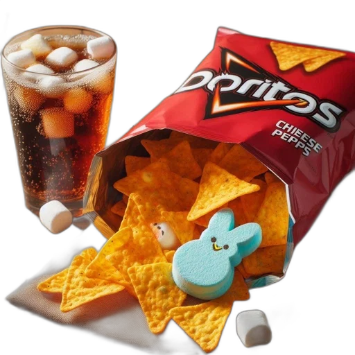 food, 3d render, photorealistic, vaporwave transparent PNG cut-out