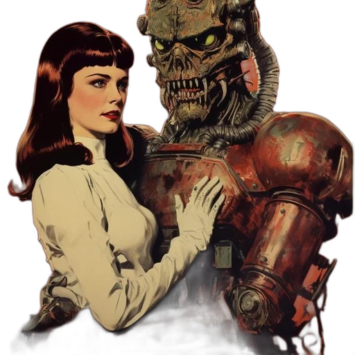 robot, face, creature, comic book art transparent PNG cut-out