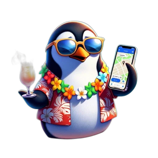 concept art, anthropomorphic, penguin, hawaiian transparent PNG cut-out