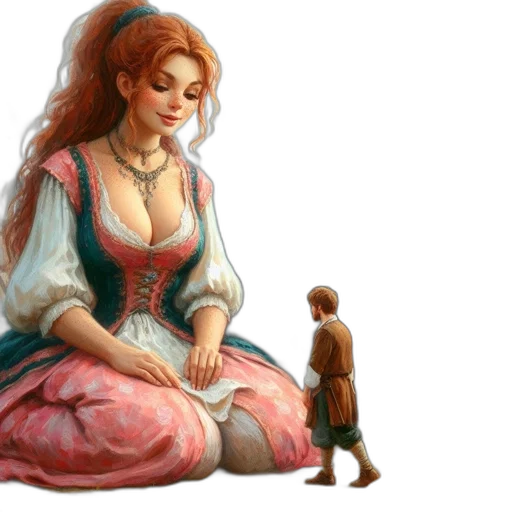 dress, jewelry, fantasy art, oil painting transparent PNG cut-out