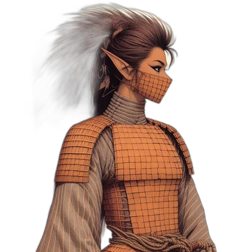 mask, hair, dress, fantasy art transparent PNG cut-out