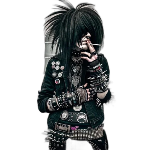 jacket, hair, cyberpunk, cartoon transparent PNG cut-out