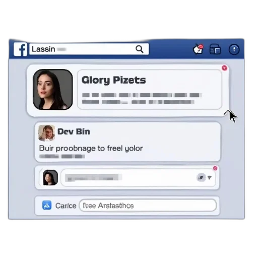 facebook, timeline, screen, shows transparent PNG cut-out