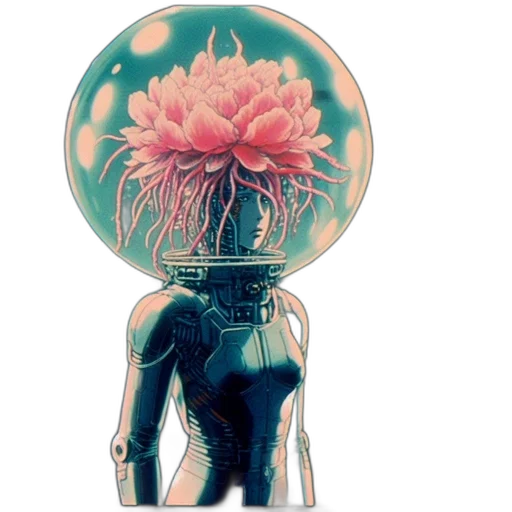 flower, robot, crown, creature transparent PNG cut-out
